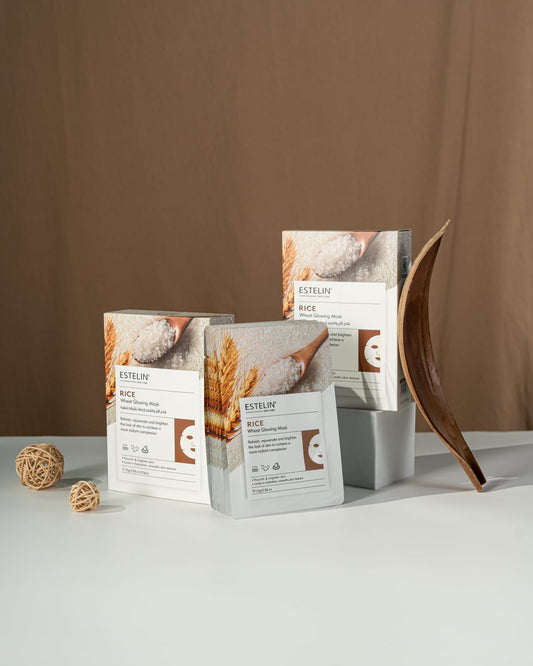 ESTELIN Rice & Wheat Glowing Mask – Brightening, Hydrating & Revitalizing Sheet Mask