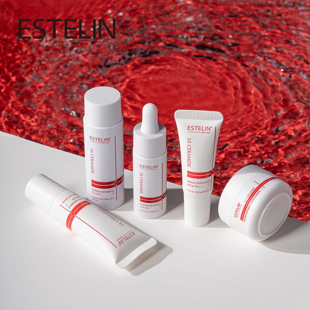 ESTELIN 5X Ceramide Barrier Repairing Skin Care Travel Set – 5-in-1 Deep Hydration & Skin Barrier Strengthening Kit