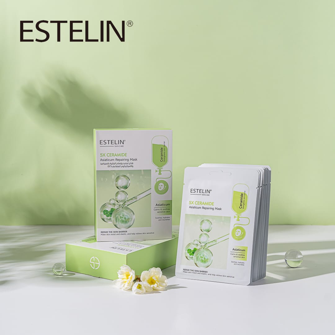 ESTELIN 5X Ceramide Asiaticum Repairing Mask – Skin Barrier Strengthening, Hydrating & Soothing Sheet Mask