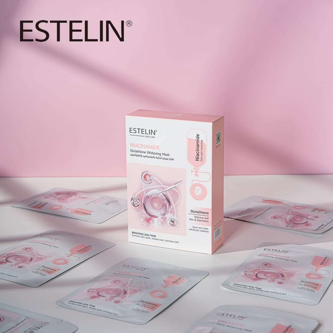 Estelin Niacinamide + Glutathione Whitening Mask | Brightening, Anti-Dullness & Skin Tone Correcting Sheet Mask