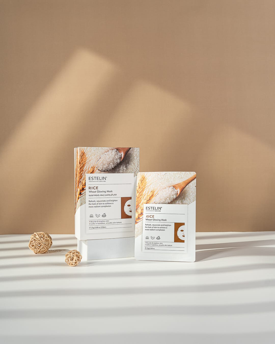 ESTELIN Rice & Wheat Glowing Mask – Brightening, Hydrating & Revitalizing Sheet Mask