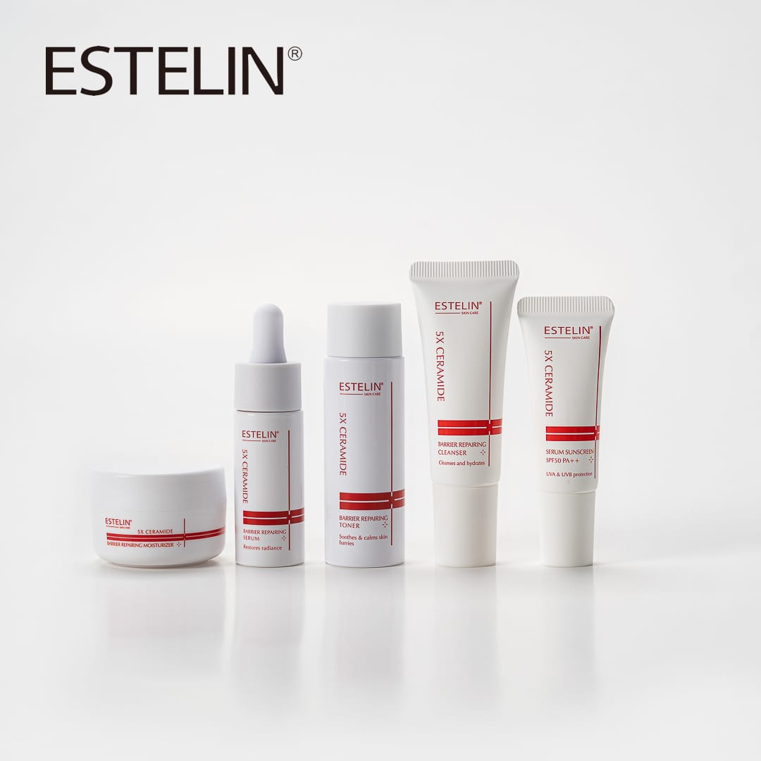 ESTELIN 5X Ceramide Barrier Repairing Skin Care Travel Set – 5-in-1 Deep Hydration & Skin Barrier Strengthening Kit