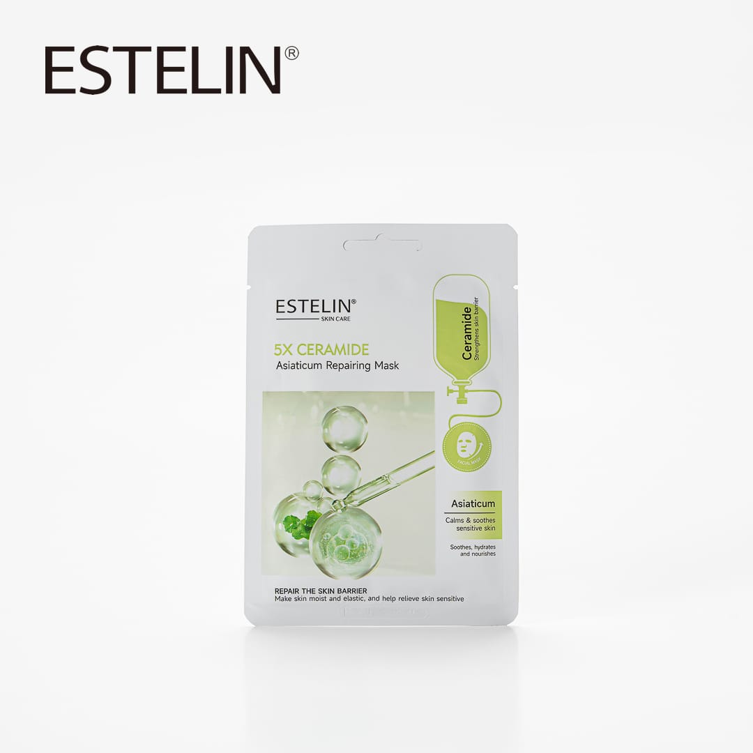 ESTELIN 5X Ceramide Asiaticum Repairing Mask – Skin Barrier Strengthening, Hydrating & Soothing Sheet Mask