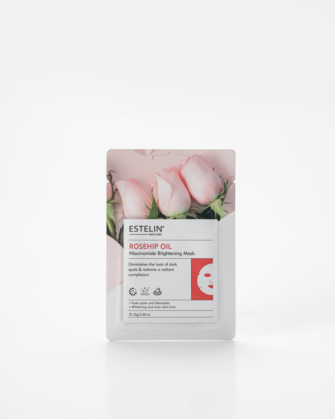 Estelin Rosehip Oil + Niacinamide Brightening Mask | Dark Spot Fading, Radiance Boost & Skin Tone Correcting Sheet Mask