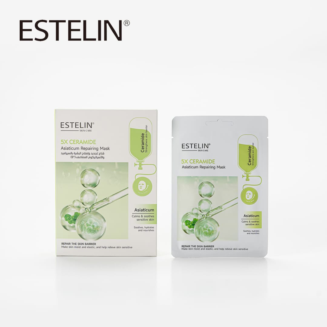 ESTELIN 5X Ceramide Asiaticum Repairing Mask – Skin Barrier Strengthening, Hydrating & Soothing Sheet Mask