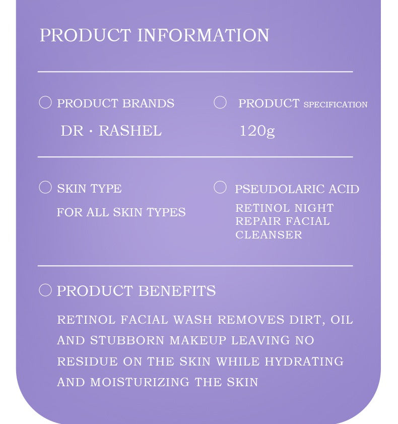 Dr Rashel Night Repair Facial Cleanser – 100ml Advanced Night Recovery Formula – Deep Cleansing, Hydration & Skin Renewal