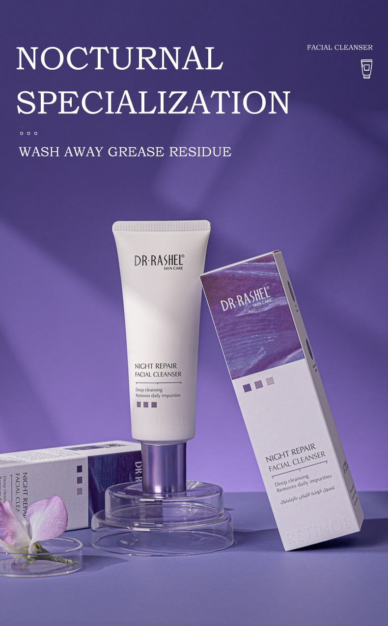 Dr Rashel Night Repair Facial Cleanser – 100ml Advanced Night Recovery Formula – Deep Cleansing, Hydration & Skin Renewal