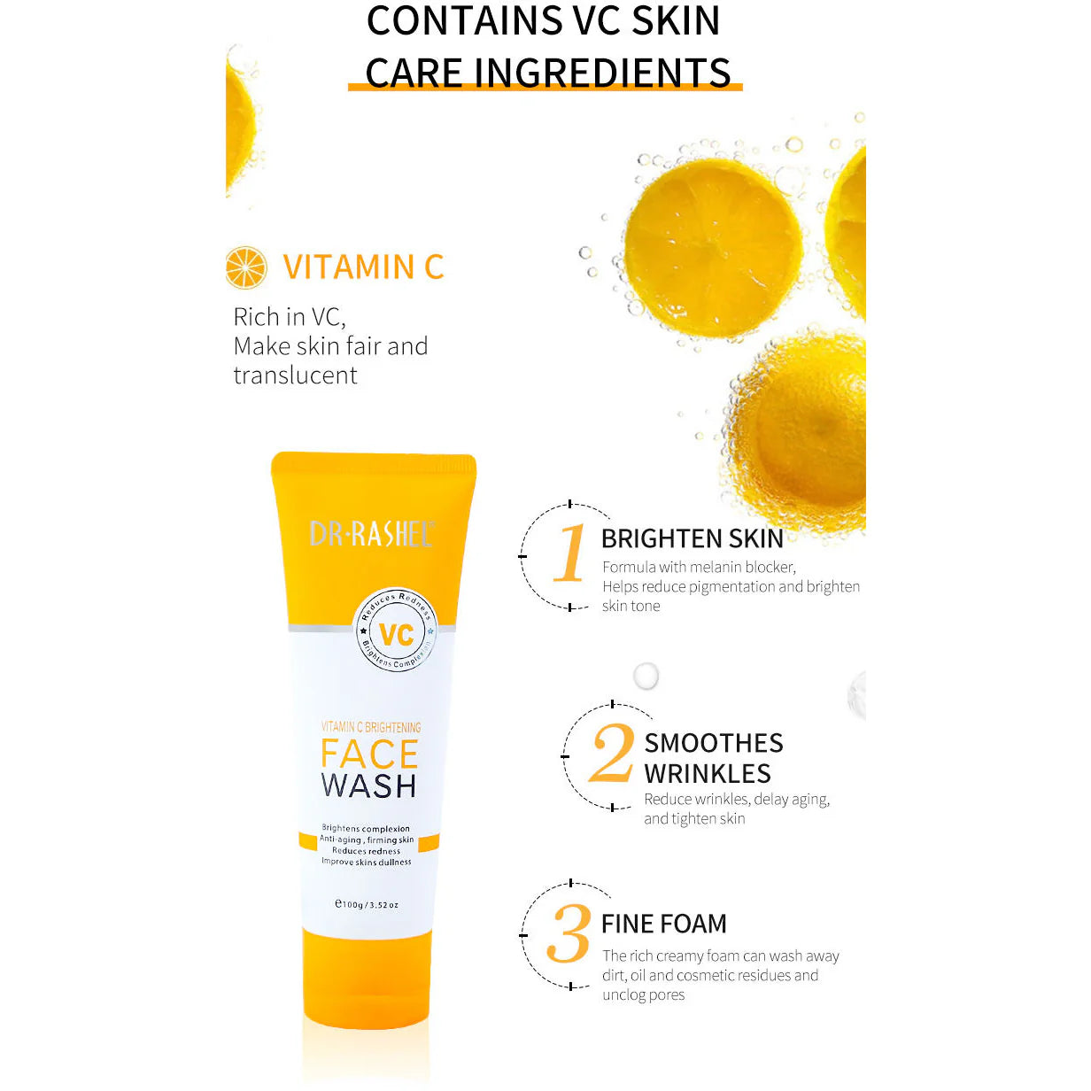 Dr. Rashel Vitamin C Face Wash, Serum & Cream - Combo