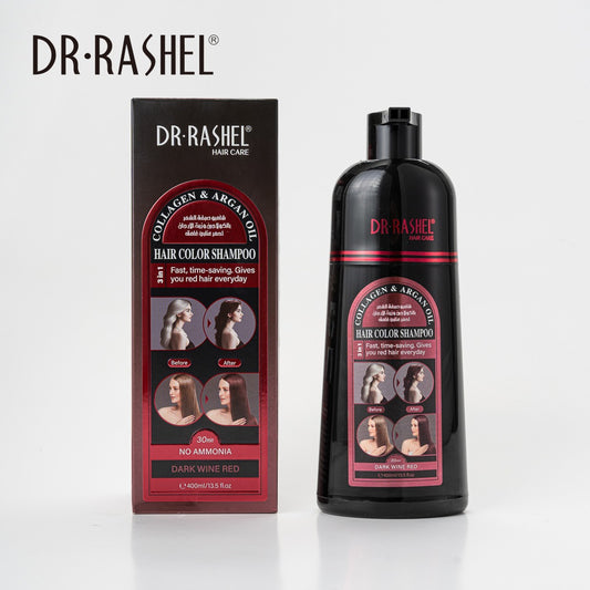 Dr Rashel 3-in-1 Hair Color Shampoo – Ammonia-Free with Collagen & Argan Oil (400ml)