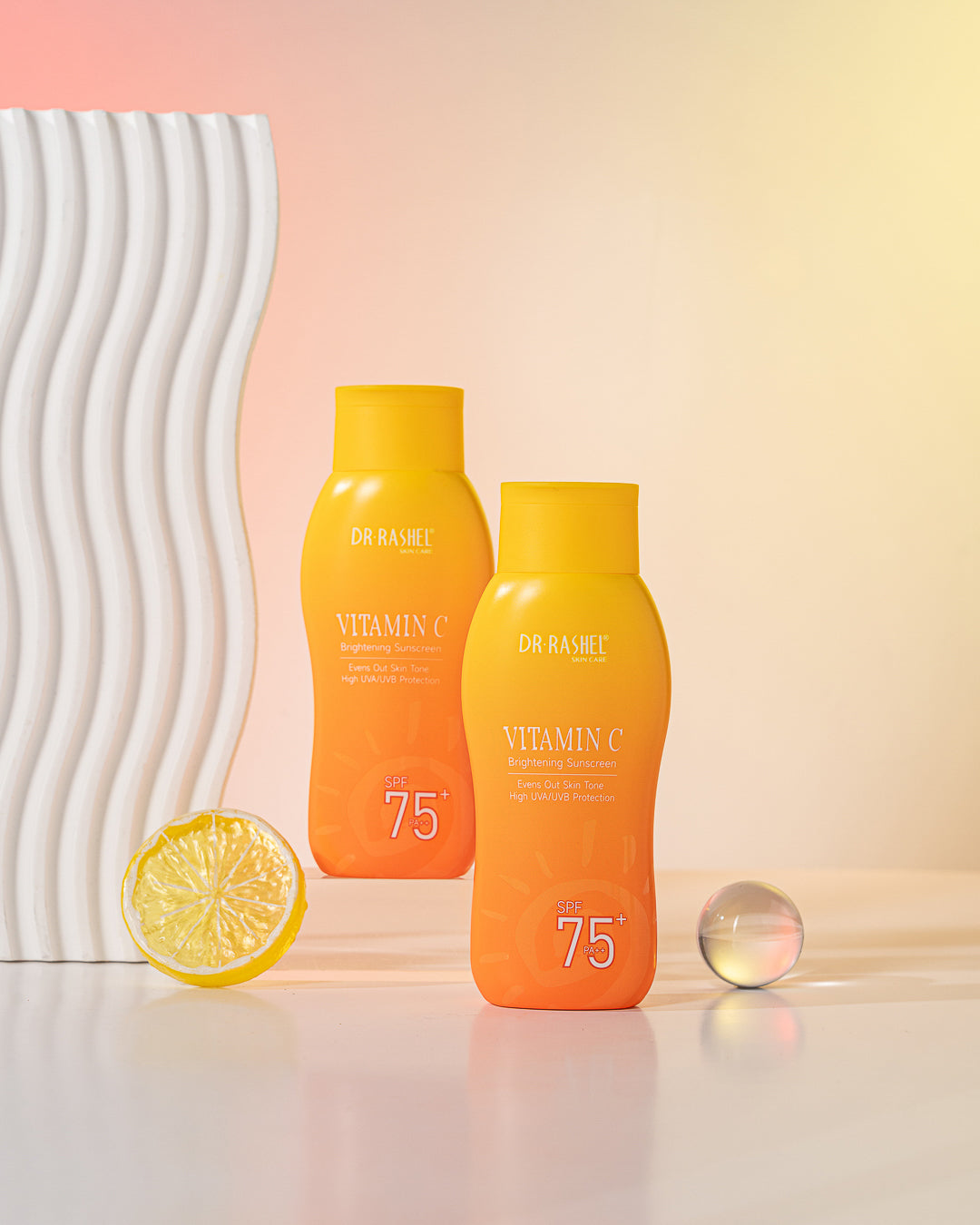 DR RASHEL Vitamin C Brightening Sunscreen SPF 75+ PA+++ – Ultra High UVA/UVB Protection, Skin Tone Correcting & Glow-Boosting Daily Sunblock