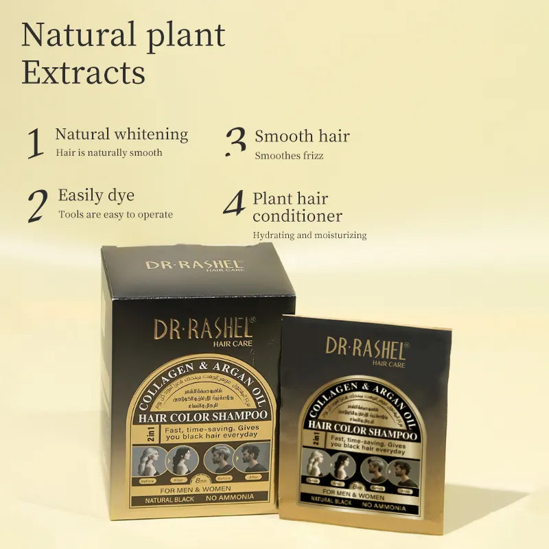 Dr.Rashel Collagen And Argan Oil Hair Color Shampoo Sachet - 25ml - 1 Sachet