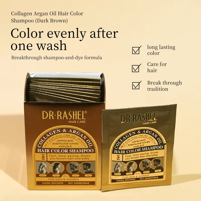 Dr.Rashel Collagen And Argan Oil Hair Color Shampoo Sachet - 25ml - 1 Sachet