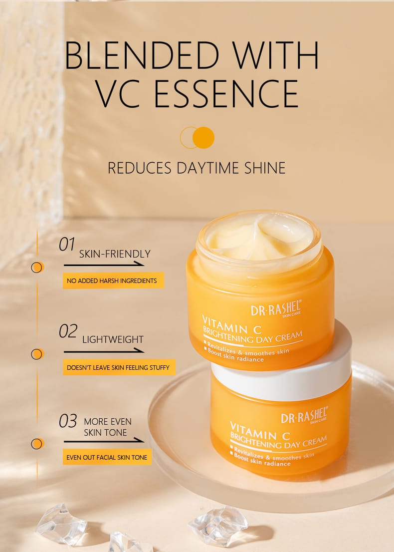 Dr Rashel Vitamin C Brightening Day Cream – Daily Glow, Pigmentation Control & Moisturizing Face Cream with SPF (50g)