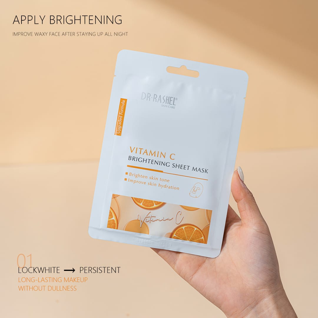Dr Rashel VC Vitamin C Brightening Sheet Mask – Instant Glow, Hydration & Skin Tone Correction Facial Treatment