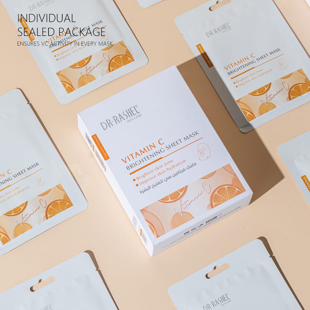 Dr Rashel VC Vitamin C Brightening Sheet Mask – Instant Glow, Hydration & Skin Tone Correction Facial Treatment