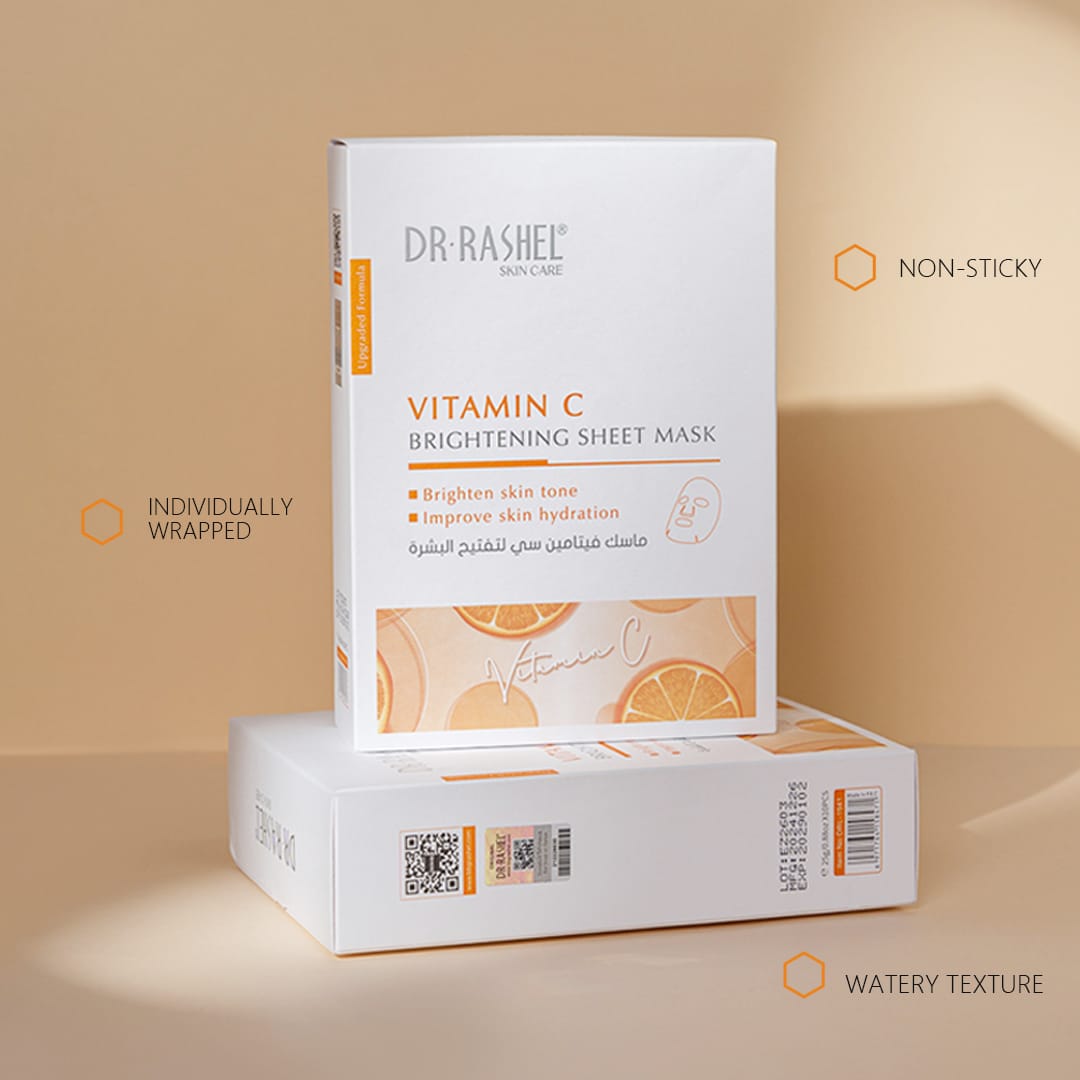 Dr Rashel VC Vitamin C Brightening Sheet Mask – Instant Glow, Hydration & Skin Tone Correction Facial Treatment