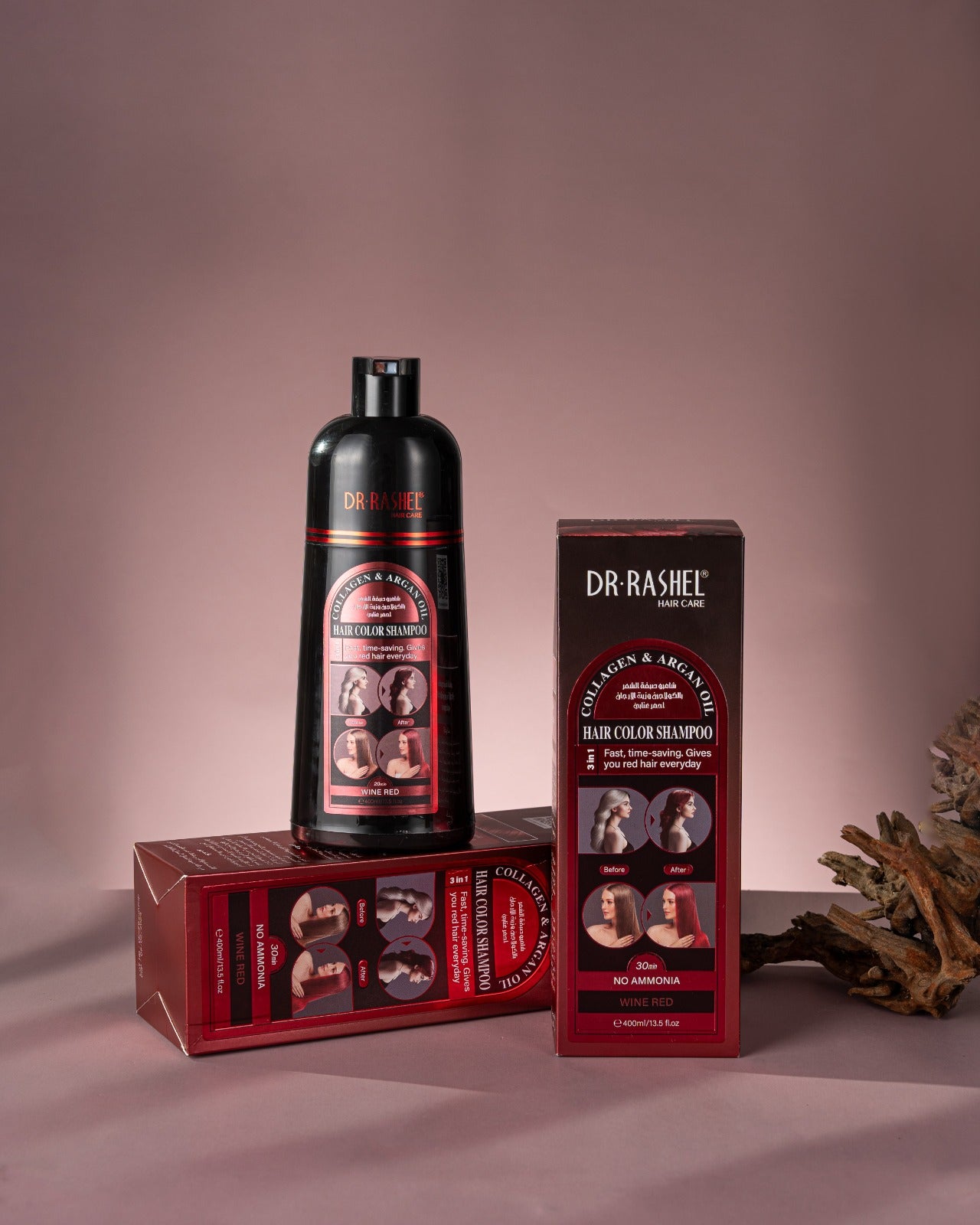 Dr Rashel 3-in-1 Hair Color Shampoo – Ammonia-Free with Collagen & Argan Oil (400ml)