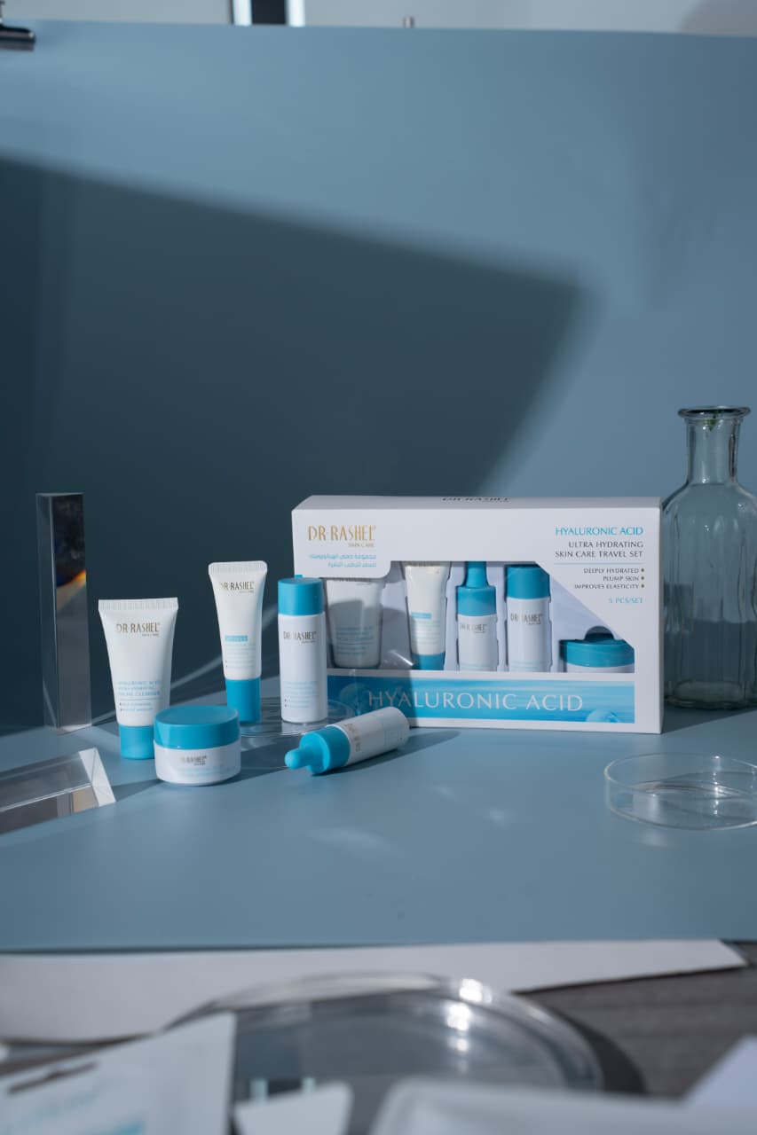 Dr Rashel Hyaluronic Acid Ultra Hydrating Skin Care Travel Set – 5 Pcs | Deep Moisturizing, Plump & Elastic Skin