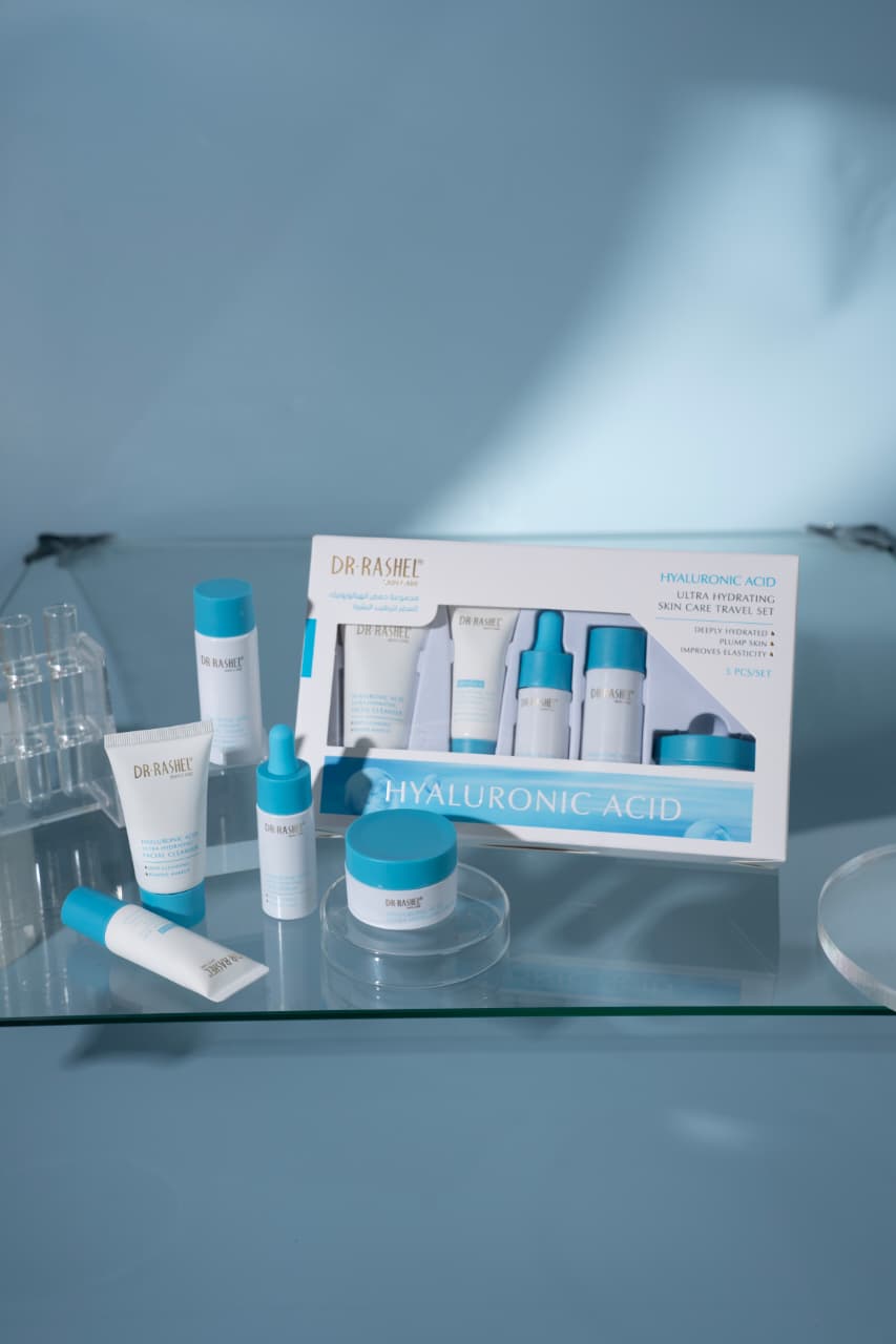 Dr Rashel Hyaluronic Acid Ultra Hydrating Skin Care Travel Set – 5 Pcs | Deep Moisturizing, Plump & Elastic Skin