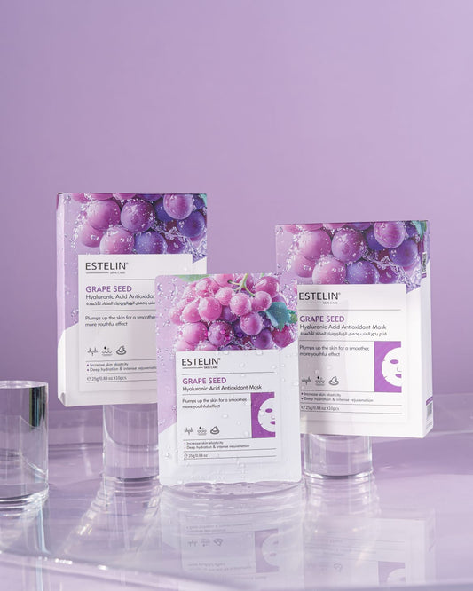 Estelin Grape Seed Hyaluronic Acid Antioxidant Mask | Plumping, Hydrating & Youthful Glow Sheet Mask