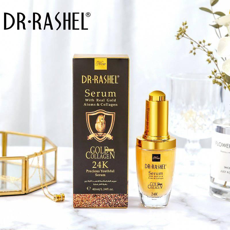 DR.RASHEL 24K Real Gold Atoms Ampoule Collagen Makeup Primer Anti Wrinkle Hyaluronic Acid Face Whitening Serum