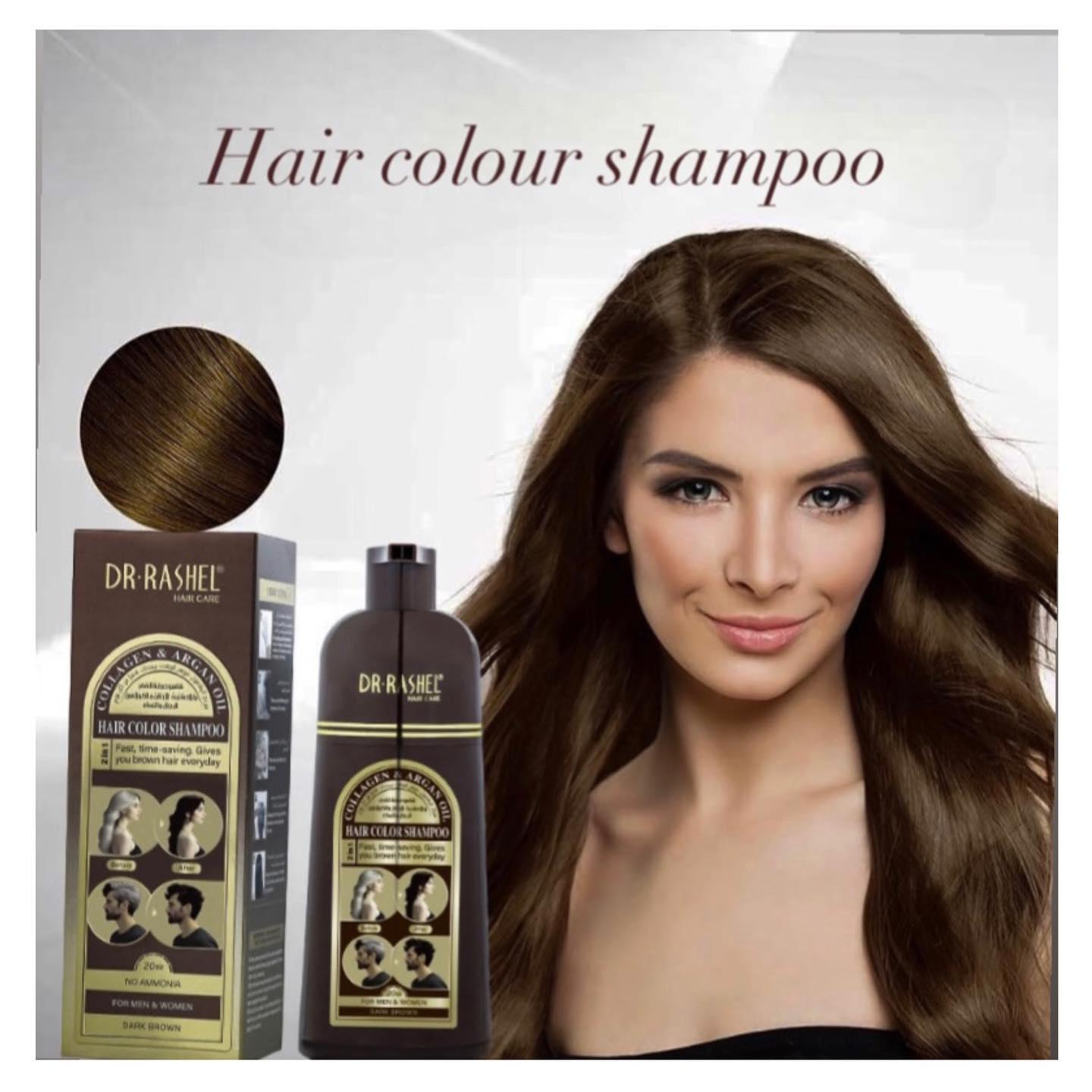 Dr.Rashel Collagen And Argan Oil Hair Color Shampoo Dark Brown -400ML