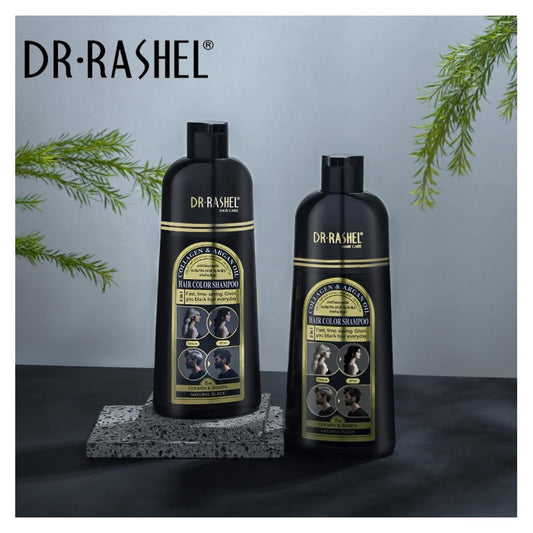 Dr.Rashel Collagen And Argan Oil Hair Color Shampoo Natural Black - 400ML
