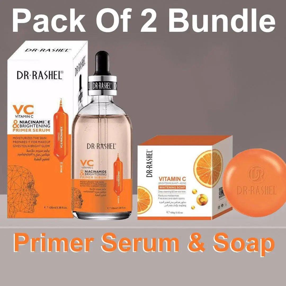 Dr.Rashel Vitamin C Brightening & Anti Aging Primer Serum + Soap - Pack of 2