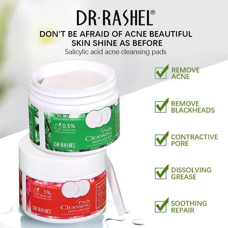 Dr.Rashel Salicylic Acid Acne Cleansing Pads Facial Mask Acne Treatment Cotton Pads - 50 dual - textured soft pads