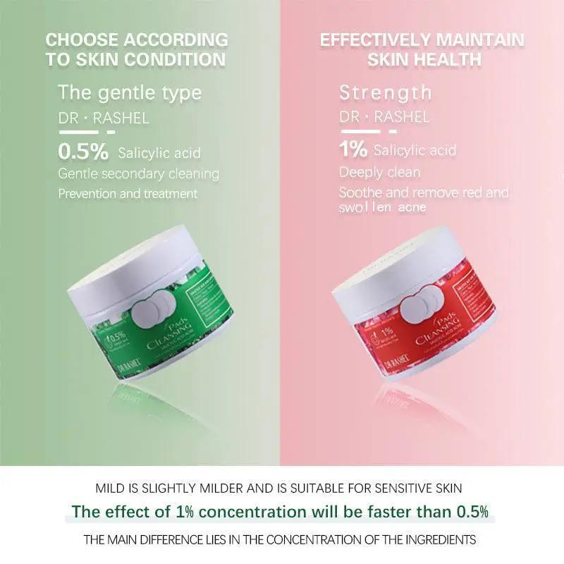 Dr.Rashel Salicylic Acid Acne Cleansing Pads Facial Mask Acne Treatment Cotton Pads - 50 dual - textured soft pads