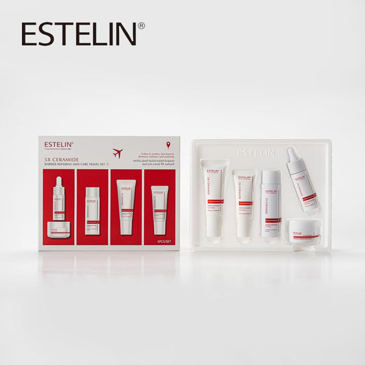 ESTELIN 5X Ceramide Barrier Repairing Skin Care Travel Set – 5-in-1 Deep Hydration & Skin Barrier Strengthening Kit