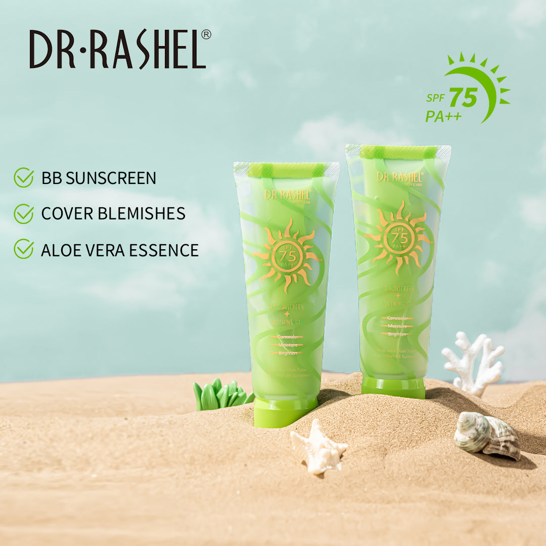 Aloe Vera Dual-Tube BB Sunscreen & Soothing Gel SPF 75+