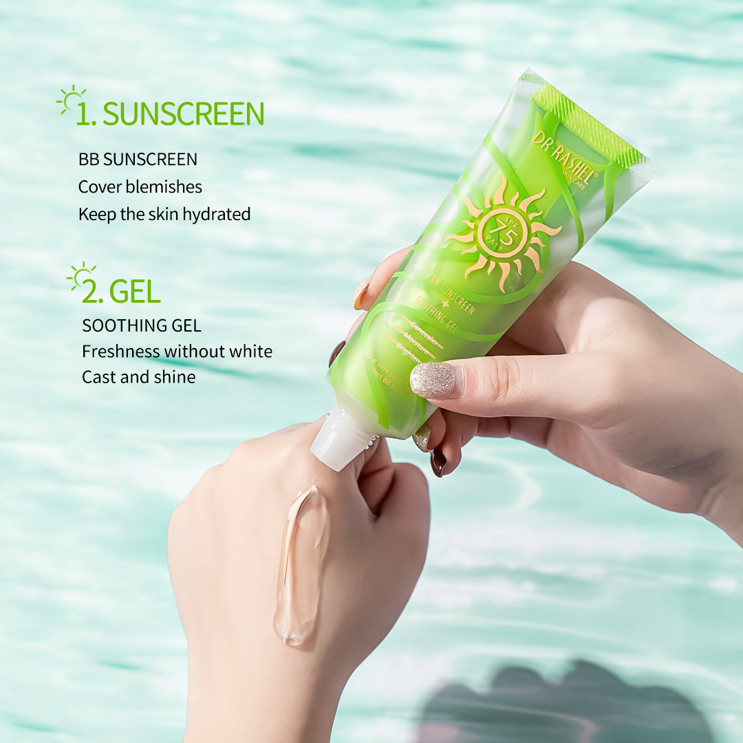 Aloe Vera Dual-Tube BB Sunscreen & Soothing Gel SPF 75+