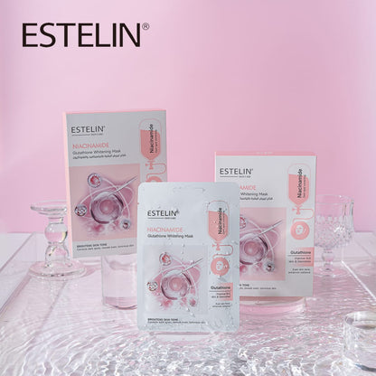 Estelin Niacinamide + Glutathione Whitening Mask | Brightening, Anti-Dullness & Skin Tone Correcting Sheet Mask