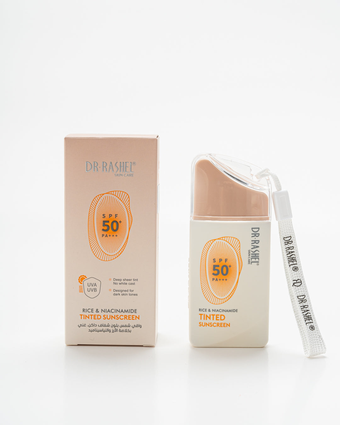 Dr Rashel tinted sunscreen shade swatch showing a smooth natural-looking finish
