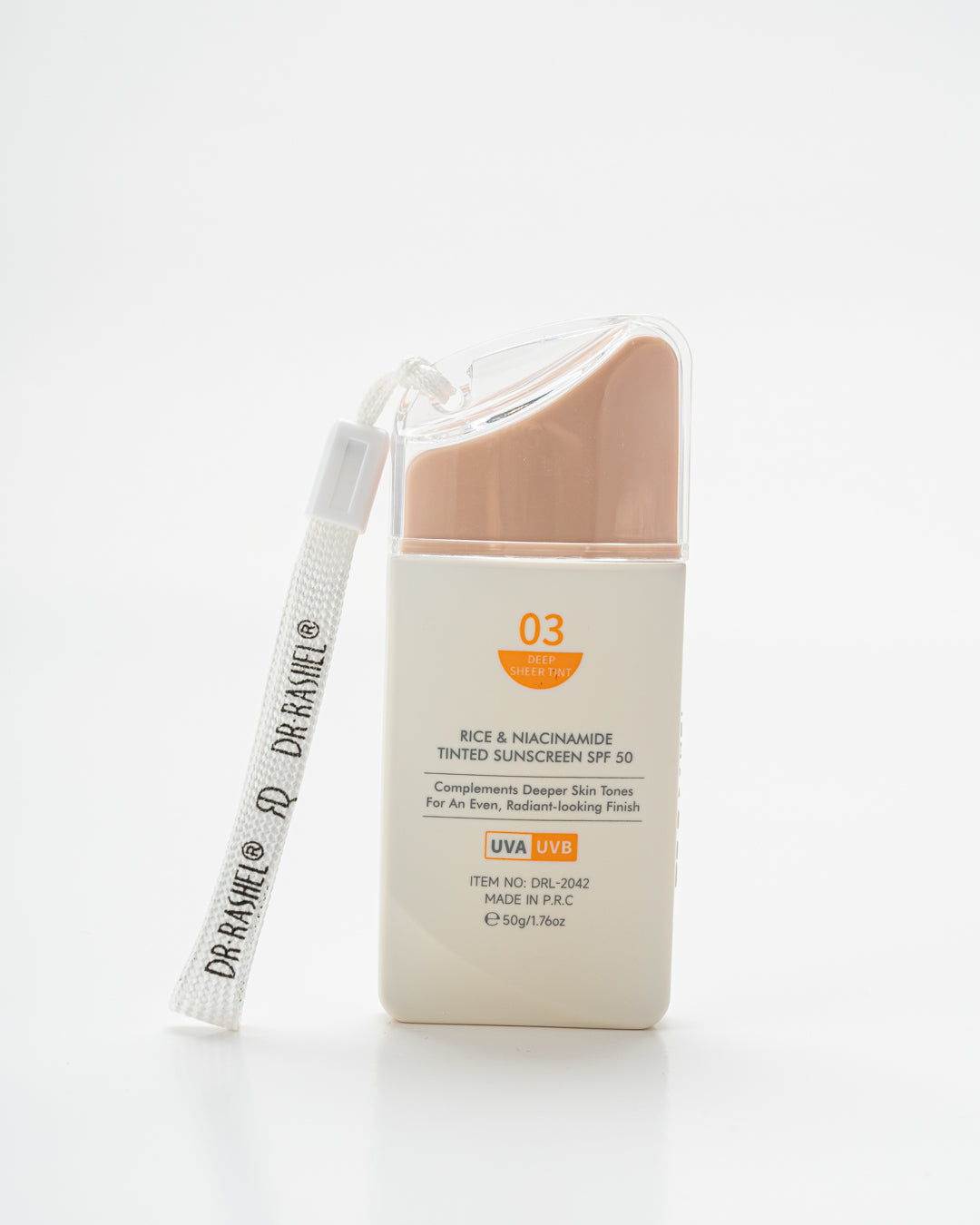 Dr Rashel Rice and Niacinamide Tinted Sunscreen SPF 50 product and box