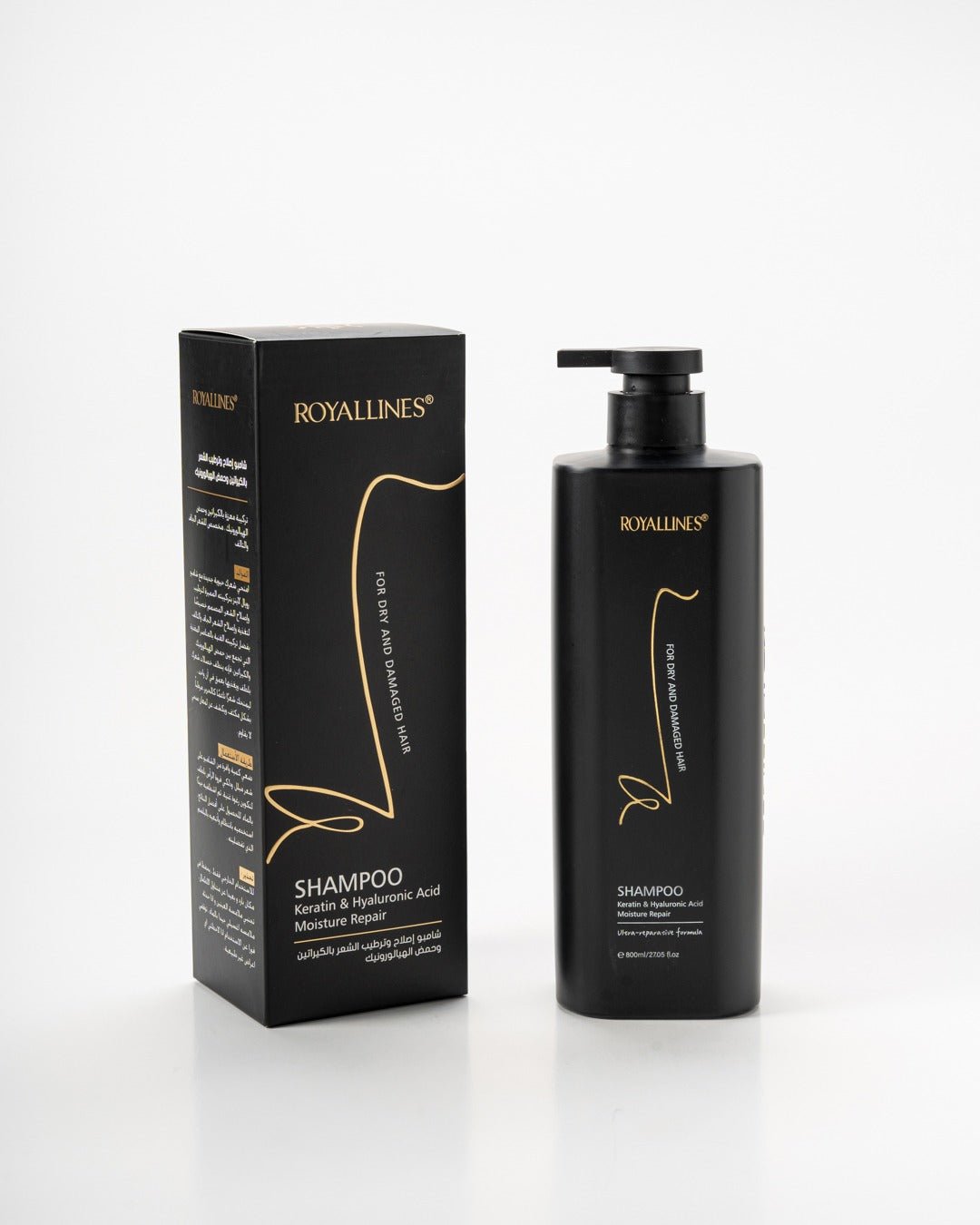 Royallines Moisture Repair Shampoo – 800ml | Keratin & Hyaluronic Acid for Dry & Damaged Hair