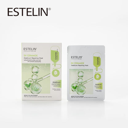 ESTELIN 5X Ceramide Asiaticum Repairing Mask – Skin Barrier Strengthening, Hydrating & Soothing Sheet Mask