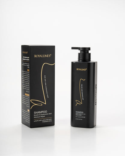 Royallines Moisture Repair Shampoo – 500ml | Keratin & Hyaluronic Acid for Dry & Damaged Hair