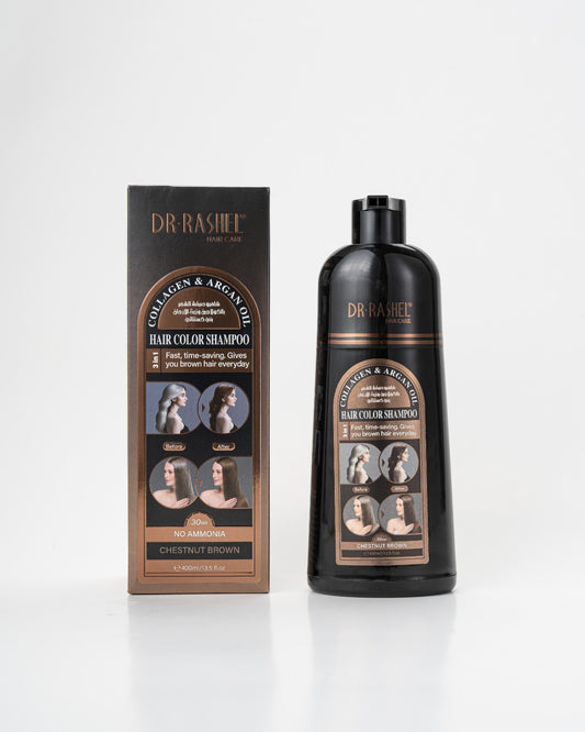 Dr Rashel 3-in-1 Hair Color Shampoo – Ammonia-Free with Collagen & Argan Oil (400ml)