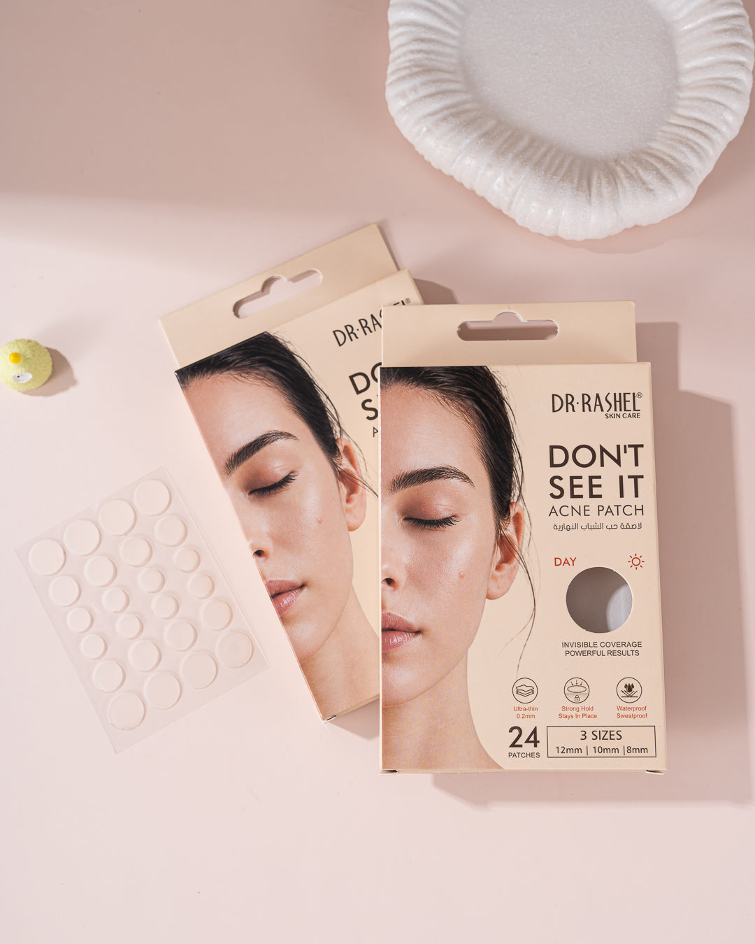 Dr Rashel Don’t See It Day Acne Patch pack with visible patch sheet