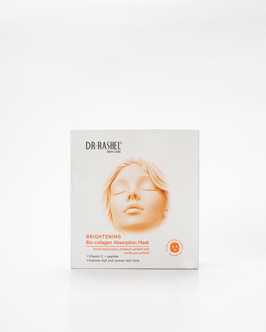 DR RASHEL Brightening Bio-Collagen Absorption Mask (Pack of 12) – Vitamin C + Peptide | Glow & Radiance Boost