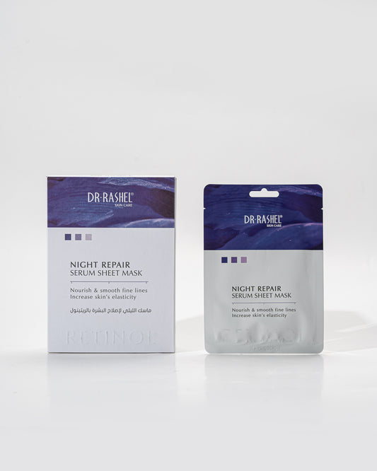 Dr Rashel Night Repair Serum Sheet Mask –  Overnight Recovery Sheet Mask with Niacinamide, Hyaluronic Acid & Botanical Extracts for Intense Hydration & Skin Renewal
