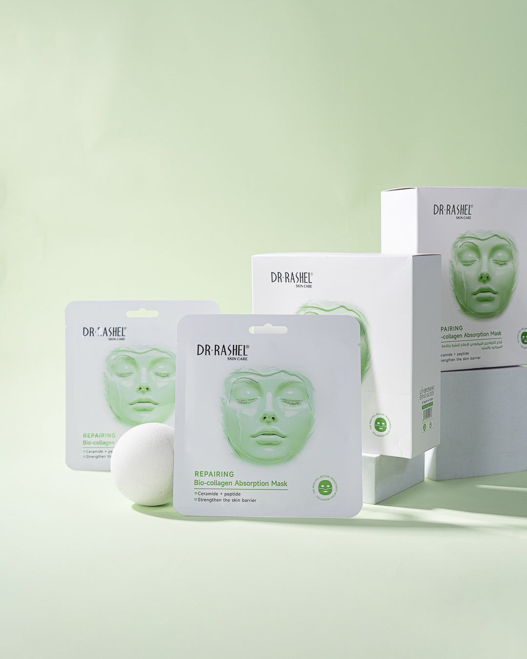 DR RASHEL Repairing Bio-Collagen Absorption Mask (Pack of 12) – Ceramide + Peptide Skin Barrier Strengthening