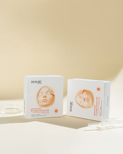 DR RASHEL Brightening Bio-Collagen Absorption Mask (Pack of 12) – Vitamin C + Peptide | Glow & Radiance Boost