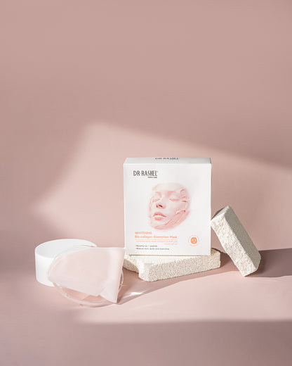 DR RASHEL Whitening Bio-Collagen Absorption Mask (Pack of 12) – Rosehip Oil + Peptide | Dark Spot & Blemish Control