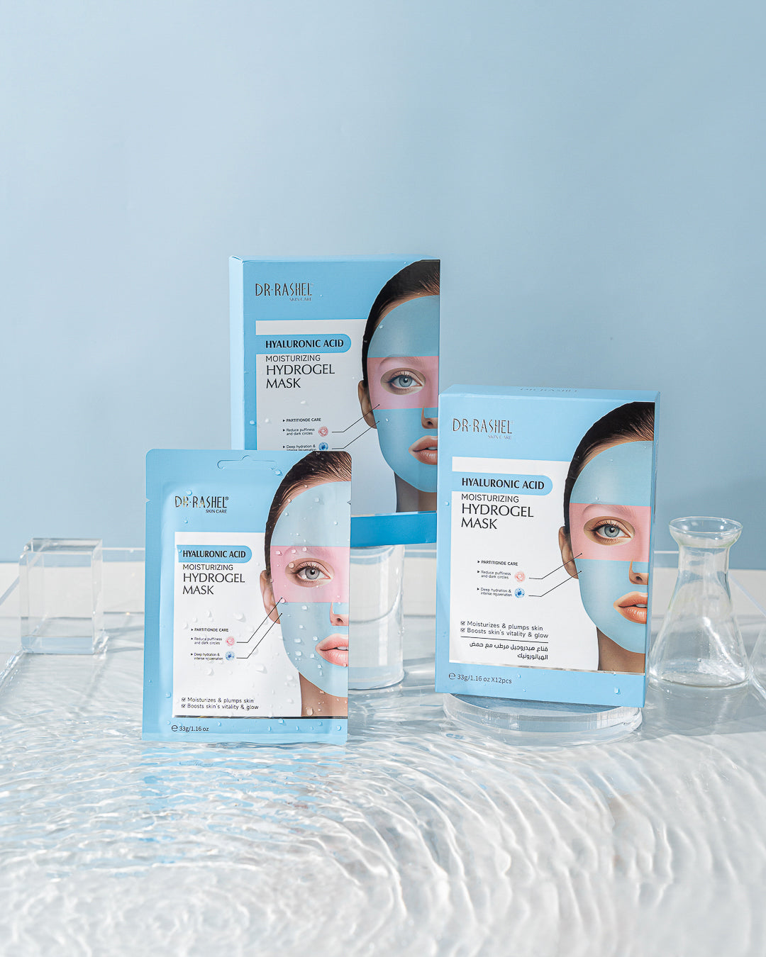 DR RASHEL Hyaluronic Acid Moisturizing Hydrogel Mask – Deep Hydration, Skin Plumping (Pack of 12)