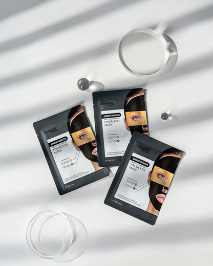 DR RASHEL Bamboo Charcoal Deep Cleansing Hydrogel Mask – Pore Purifying, Oil Control, Blackhead Removal (Pack of 12)