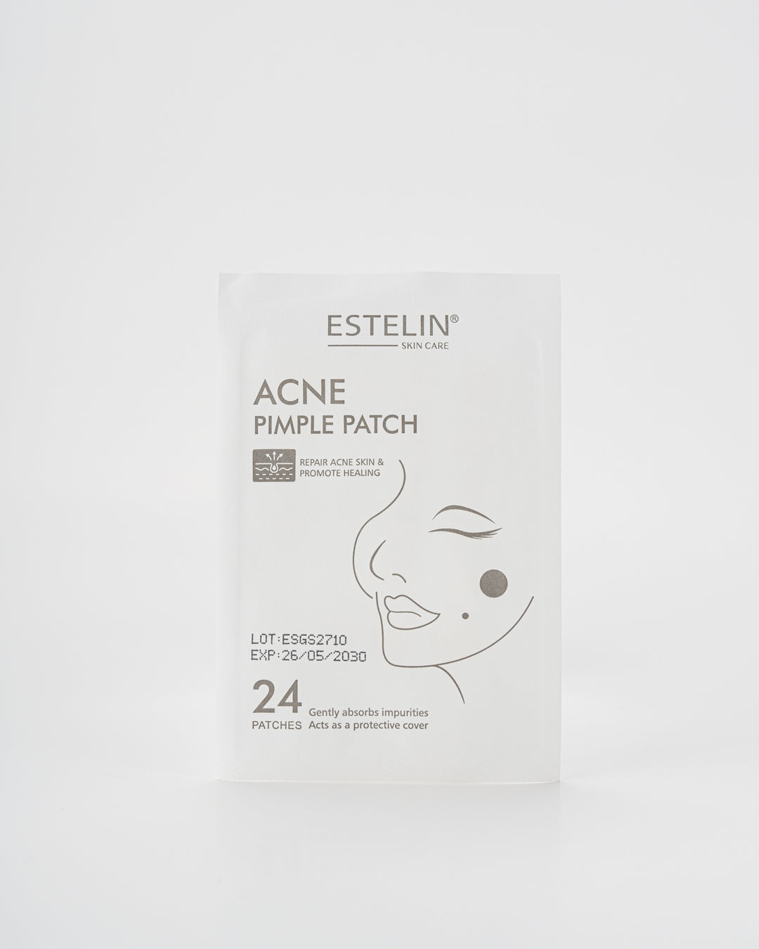 Estelin Acne Pimple Patch packaging with 24 patches