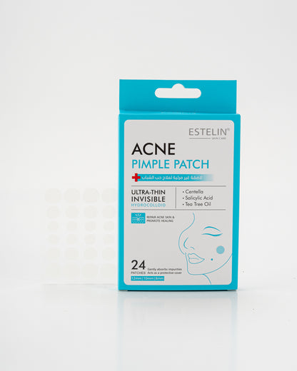 Estelin blue Acne Pimple Patch front packaging with Centella Salicylic Acid and Tea Tree Oil
